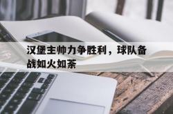 LD 乐动APP下载-汉堡主帅力争胜利，球队备战如火如荼